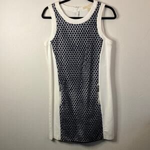 MICHAEL Michael Kors White and Navy Blue Dress with Pockets Size 8